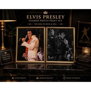 Vintage Elvis Presley Framed Portrait Collection Set Of 2 Music Memorabilia 8x10